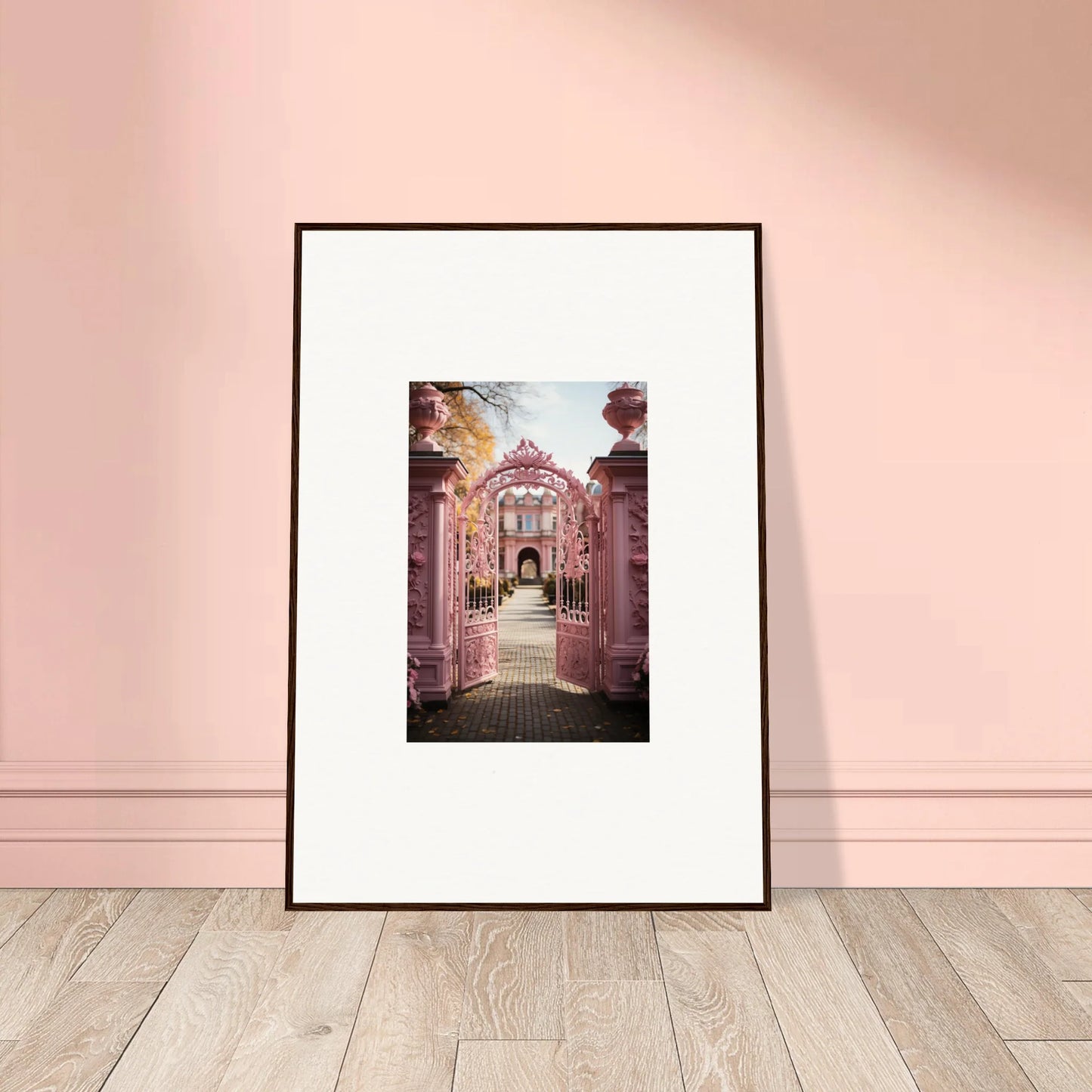 Framed photo of ornate pink gateway showcasing Sugarcotton Visions special edition art™