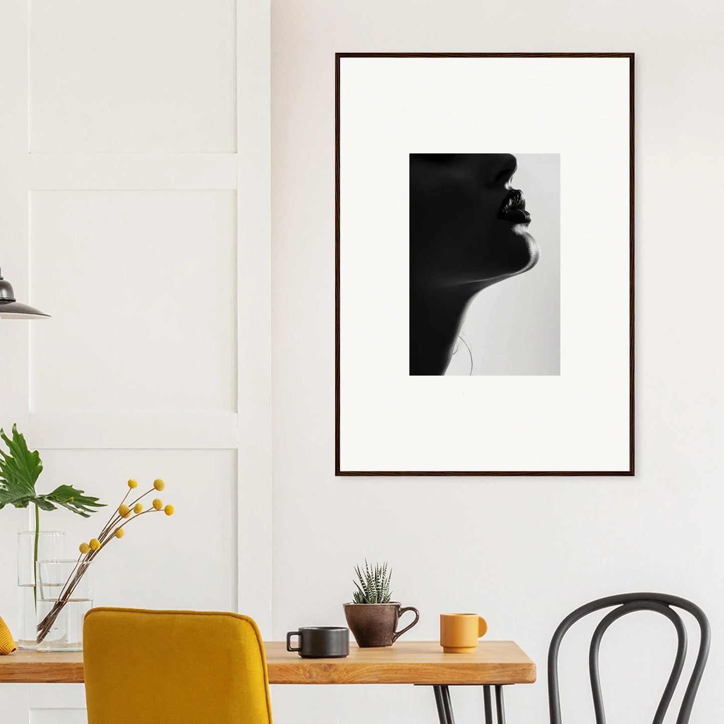 Black and white silhouette in a simple frame, perfect for Shadowed Whisper Immanence