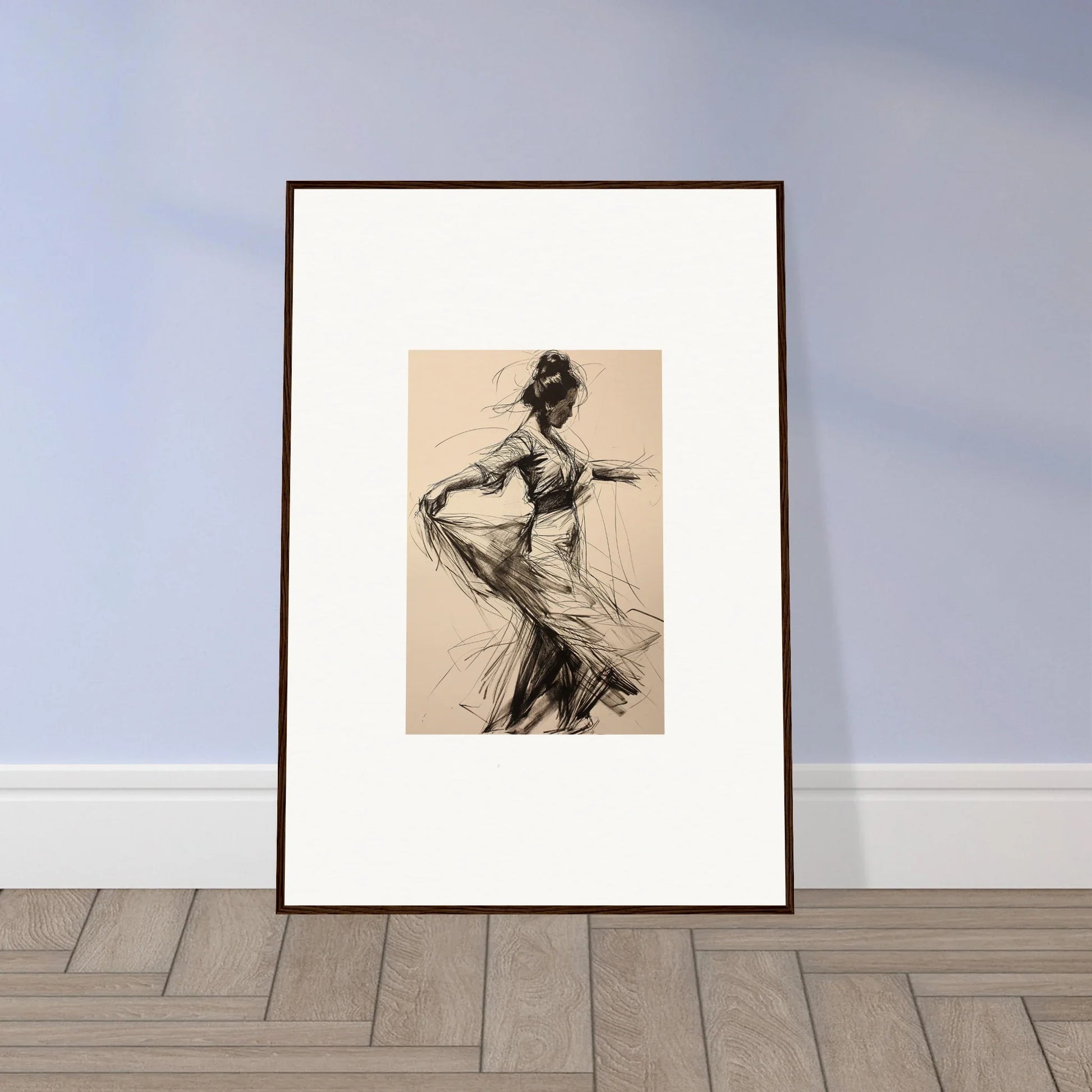 Framed wall art of a dancer in flowing motion from Ephemeral Motion Whispers