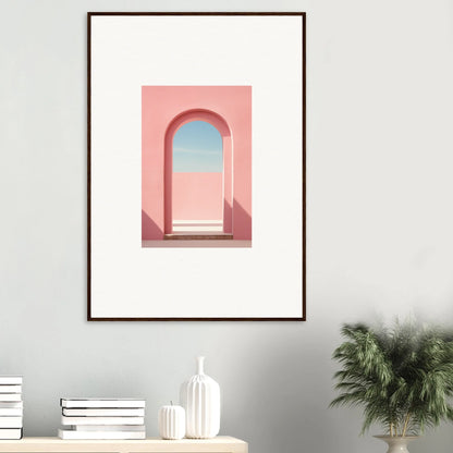 Framed art print of a pink archway against a gradient sky from Echo of Horizons special edition