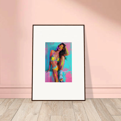 Colorful canvas print of a woman in a bikini for trendy room decoration