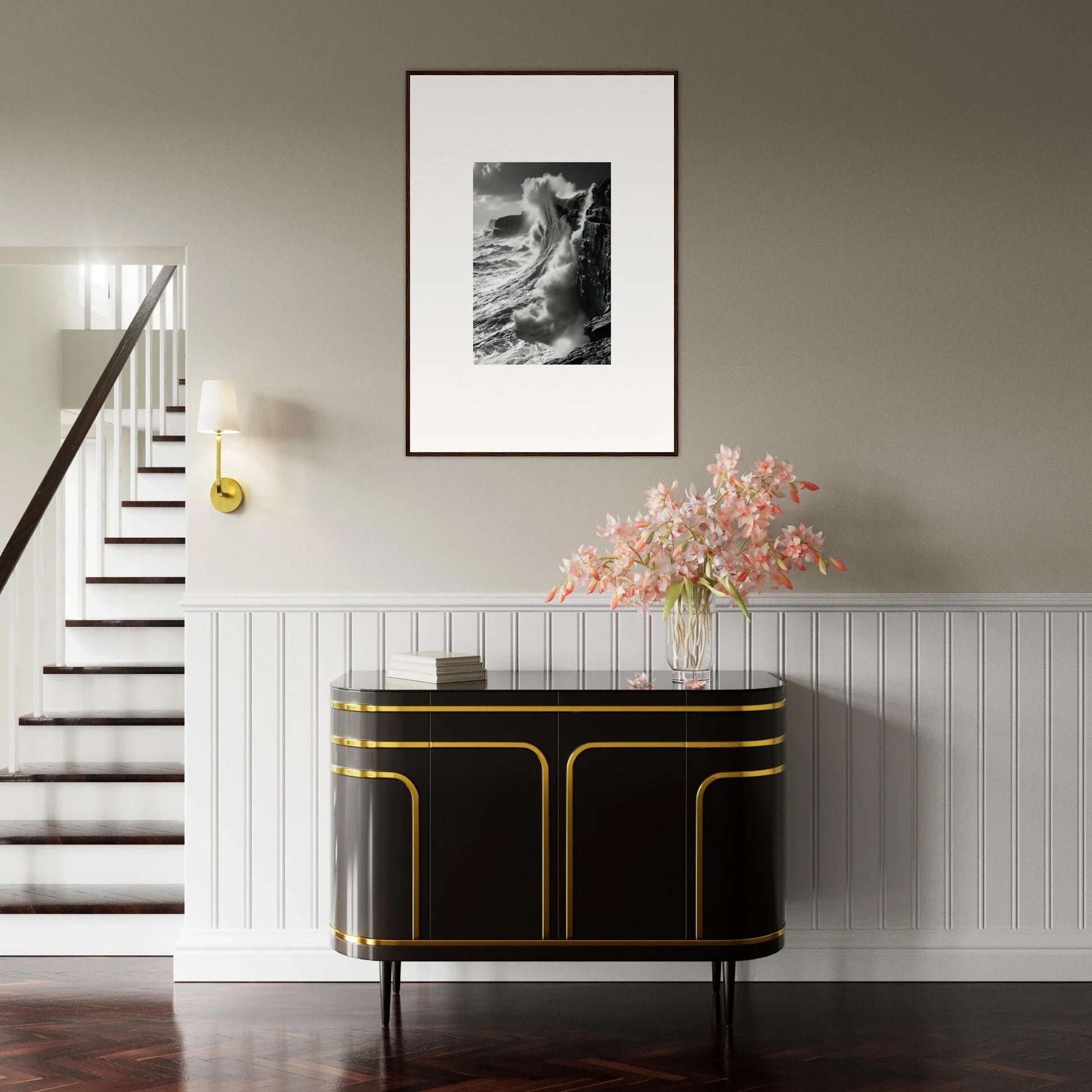 Art Deco black cabinet with gold trim from Tidal Curved Reality special edition art™