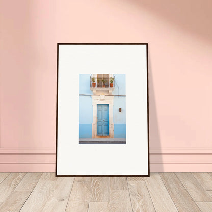 Framed wall art featuring an Ethereal Azul Entrance with a stunning blue door design