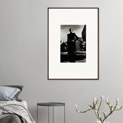 Framed black and white vintage shot of classic car in Noiray Vogue Explosion art™