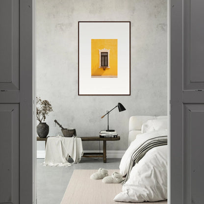 Framed yellow wall art of a window, perfect for your Window’s Giallo Reverie collection