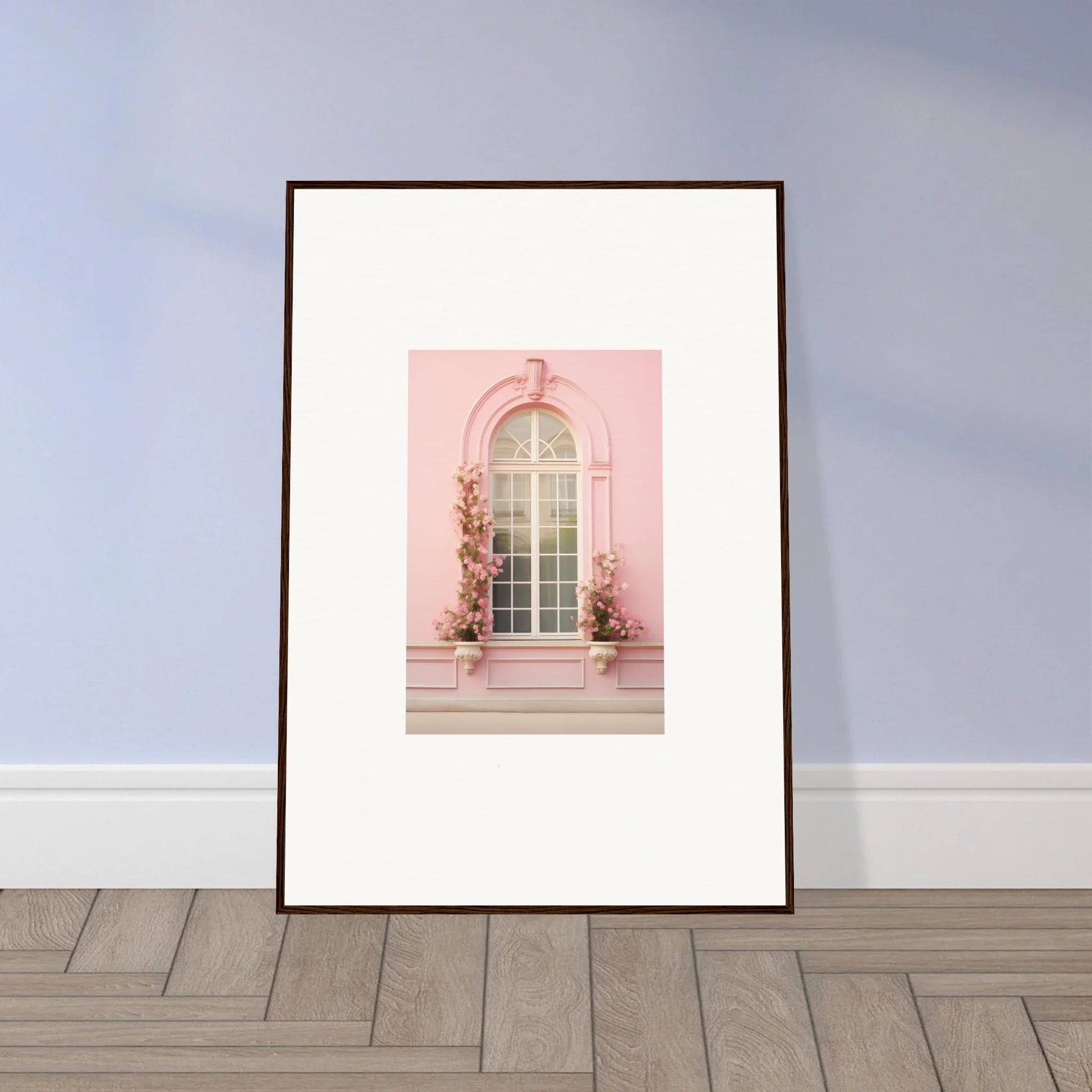 Framed Vitalose Rose Sonnet art print of a pink window with flowers