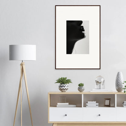 Artistic black and white silhouette in a simple frame, Shadowed Whisper Immanence special edition art