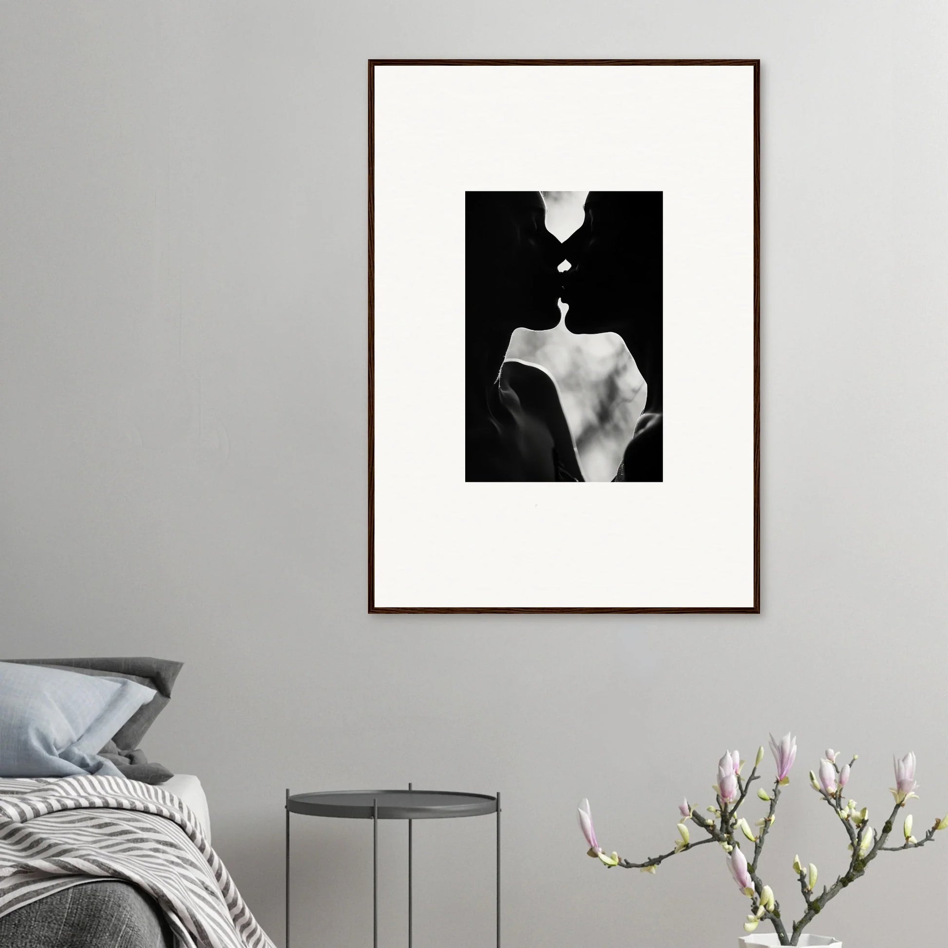 Minimalist silhouette in Black and White framed wall art, Shadowy Dawn Nuance special edition