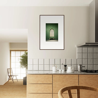 Framed arched window photo on a green wall from Evermind Greenthaum Premium collection