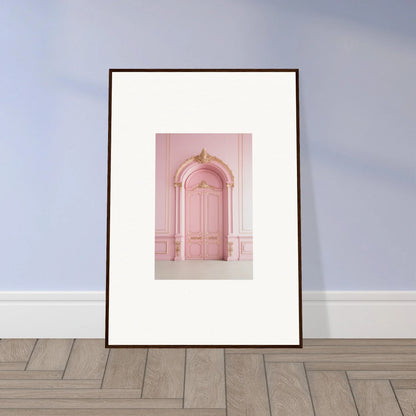 Framed wall art of a pink arched doorway in the Paris Dreams Frame special edition