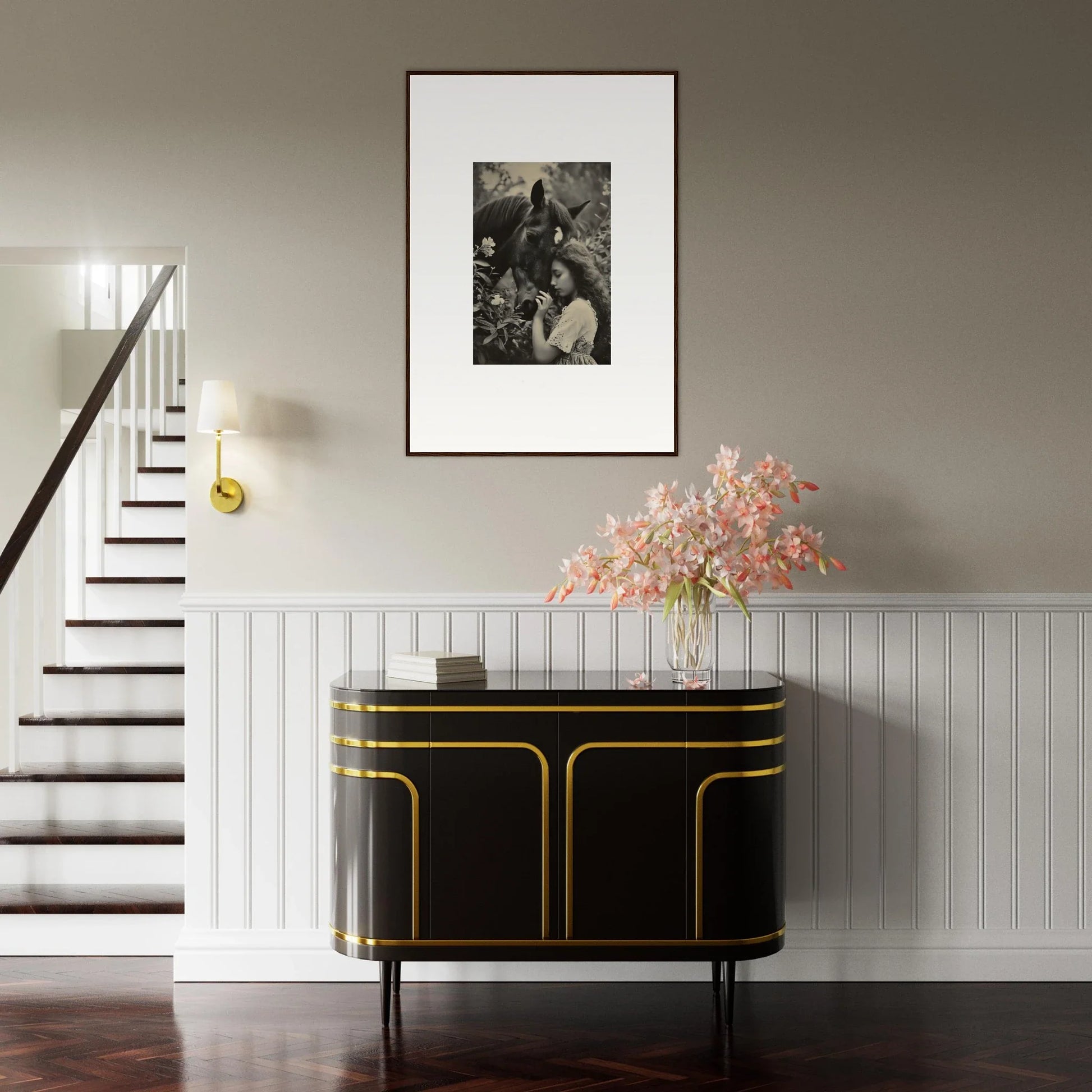 Elegant black and gold sideboard, perfect for stylish room decoration with Whispered Bonds