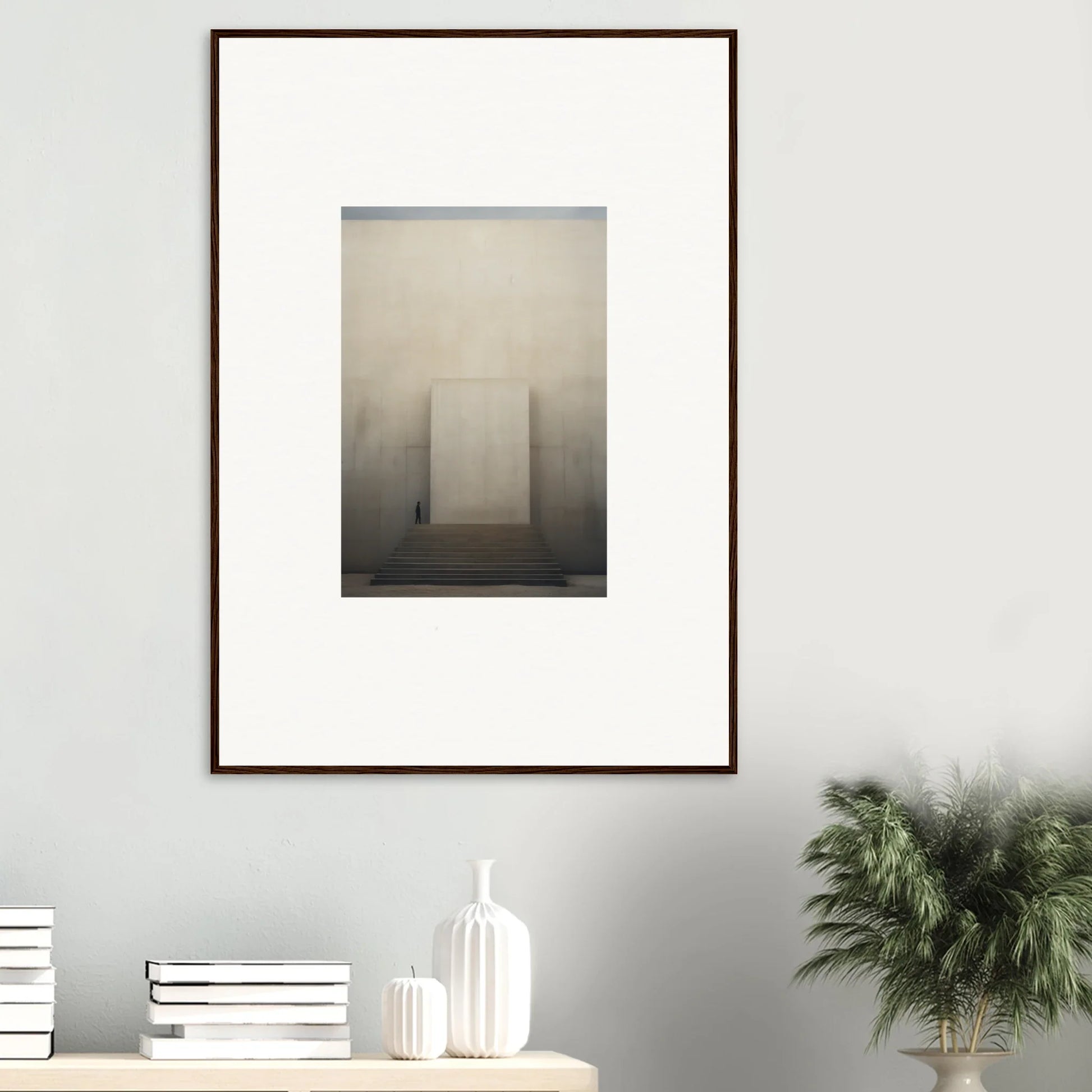 Framed black and white misty architecture in Portal Eventide Abstract special edition art