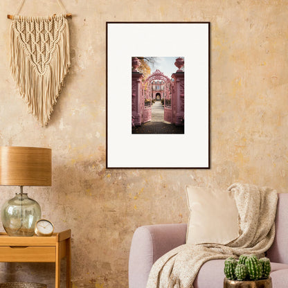 Framed Sugarcotton Visions Gateway art featuring a pink archway and blooming trees