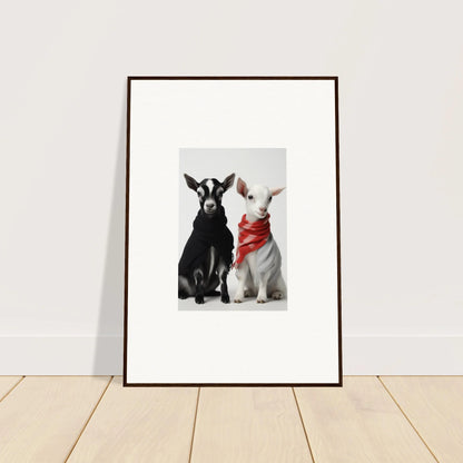 Framed wall art of two dogs in bandanas from Rainbow Twin Dreams special edition art™