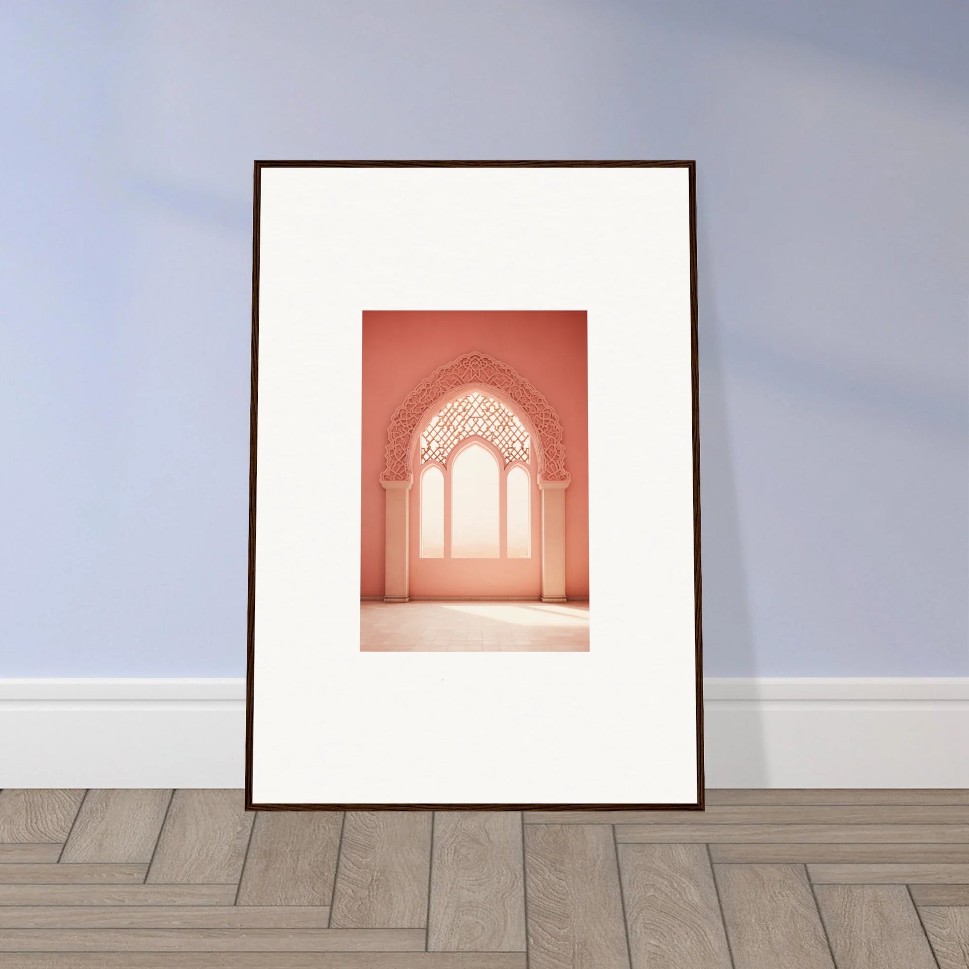 Framed wall art of a terracotta archway in Versaille Sunset Reimagined design