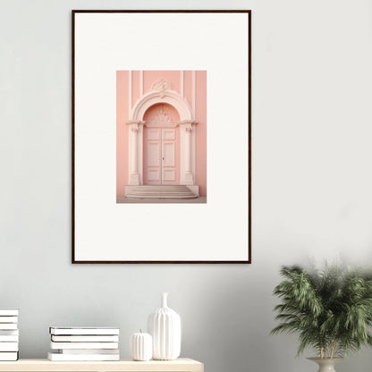 Framed pink architectural photograph of an ornate doorway from Petal Whispers Portal