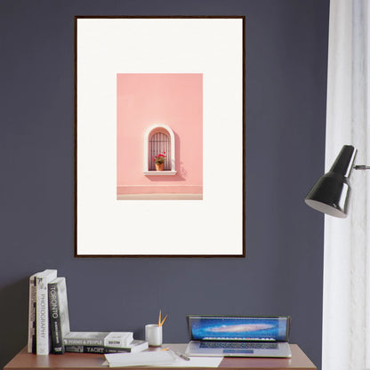 Framed pink art of an arched window niche in Sunset Silhouette Romance design