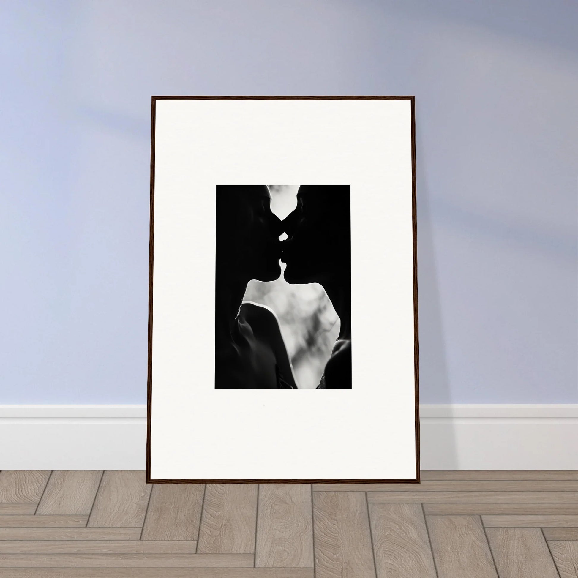 Framed wall art of two figures in a kiss from the Shadowy Dawn Nuance collection