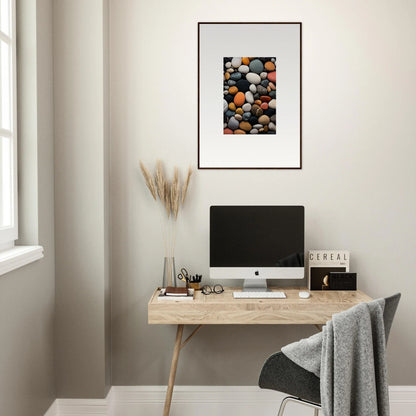 Minimalist workspace featuring an iMac on a light wooden desk in Elemental Whisperbound Ascendancies