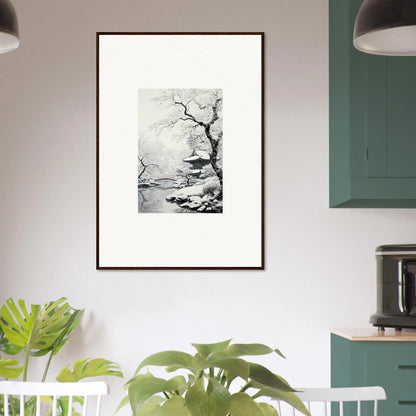 Framed black and white artwork of a winter tree for Winter Embrace Whisper special edition art