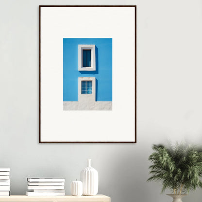 Framed wall art of a white window on a blue wall for Isles Encompassed Vista