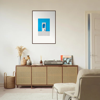 Rattan-fronted wooden credenza from Oikos Cerulean Aperturearches, perfect for any space