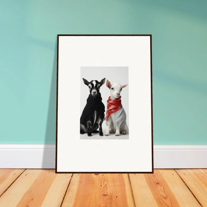 Framed wall art of two dogs in red bandanas from Rainbow Twin Dreams collection