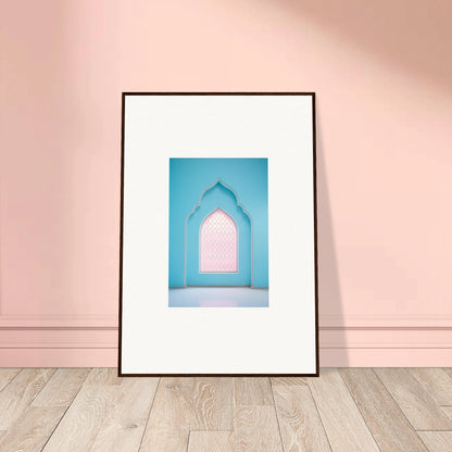 Framed art print of a turquoise archway with Islamic details from Souls Diffilveres Critfilters