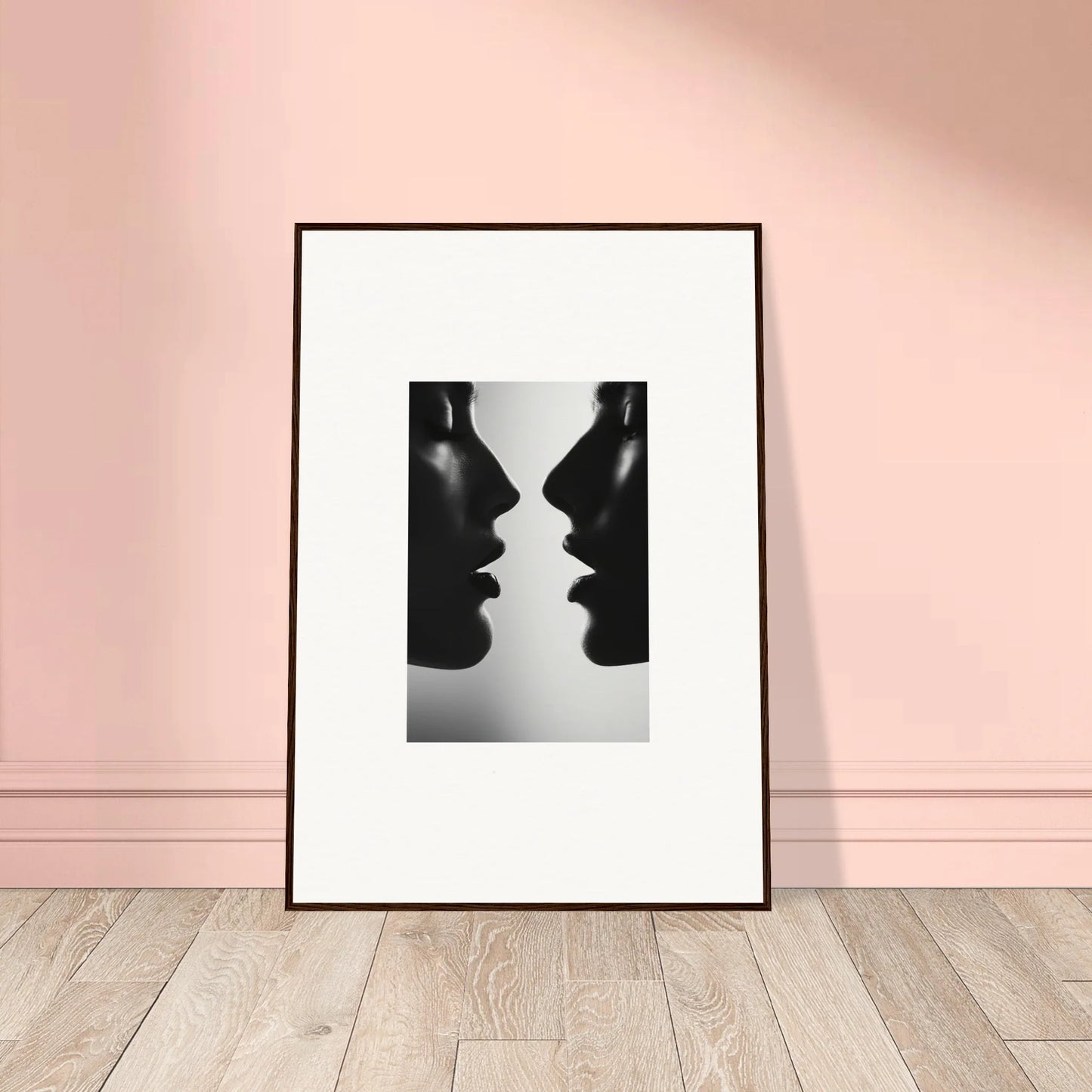 Framed black and white art print of two profiles for Symbiotic Echoes Flutter special edition art™