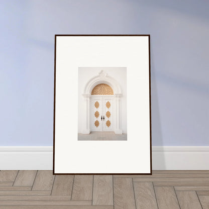 Framed wall art of an ornate white door from Gilded Mirage Passage special edition art™