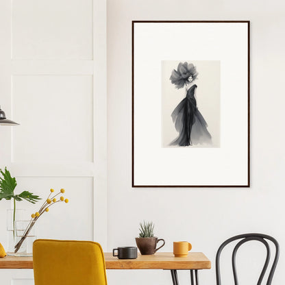 Elegant black and white watercolor of a figure in Curtain Bloom Dance special edition art™