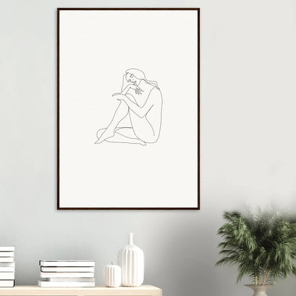 Simple line drawing of a seated nude figure for Mindful Dream Tangles framed art