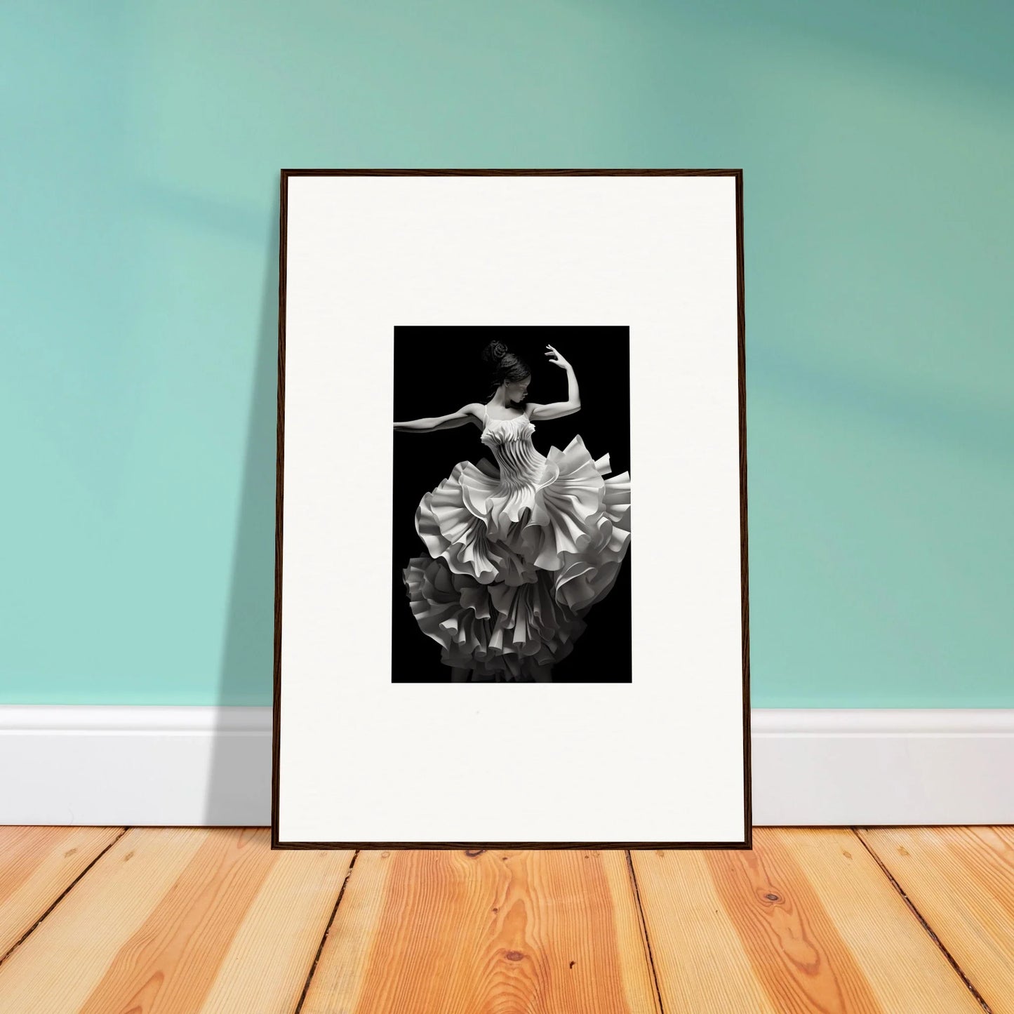 Framed black and white photo of a ballet dancer for Tangled Luminous Laces special edition art™