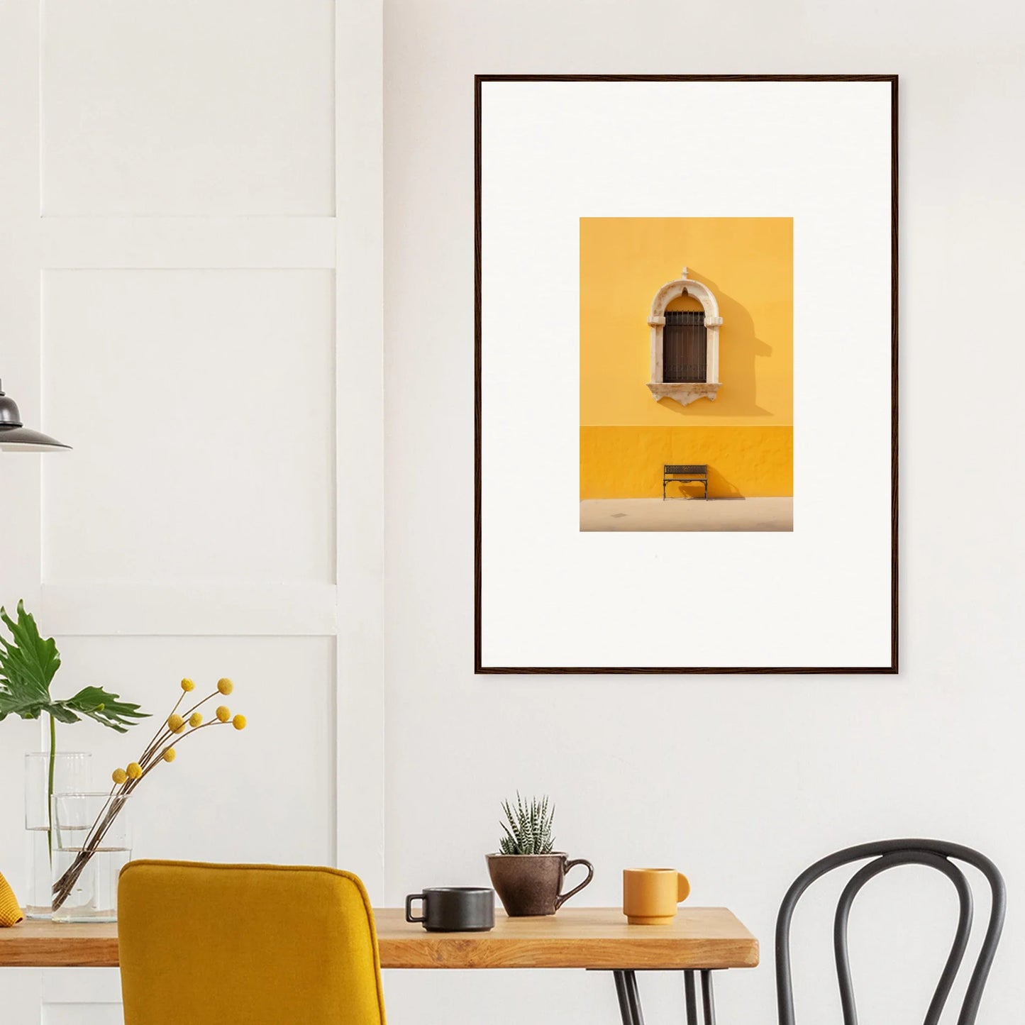 Framed photograph of a yellow wall and arched window in Gapes of Gargoyles special edition art