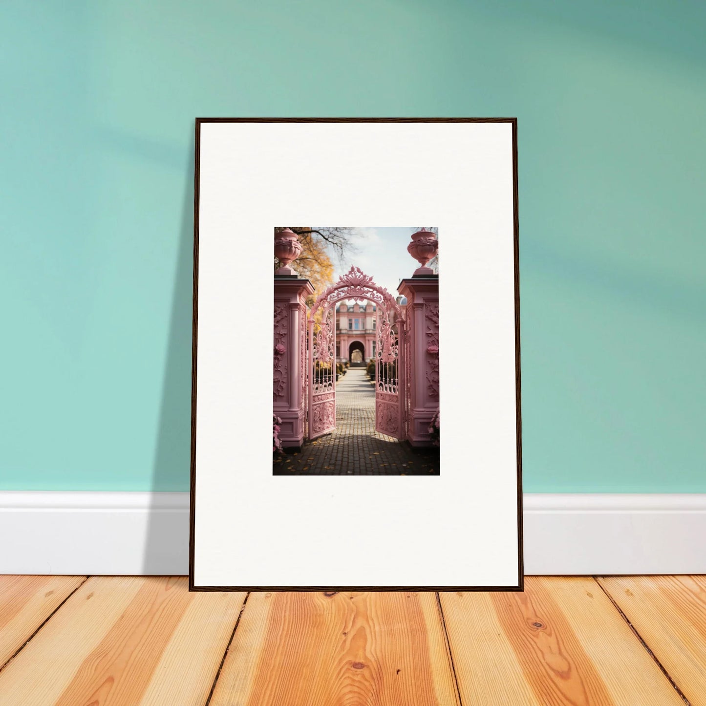 Framed photograph of ornate pink stone archway in Sugarcotton Visions Gateway art