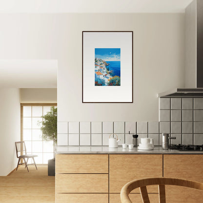 Framed art of a Mediterranean town, part of the Sunlit Dreamscape Promise special edition