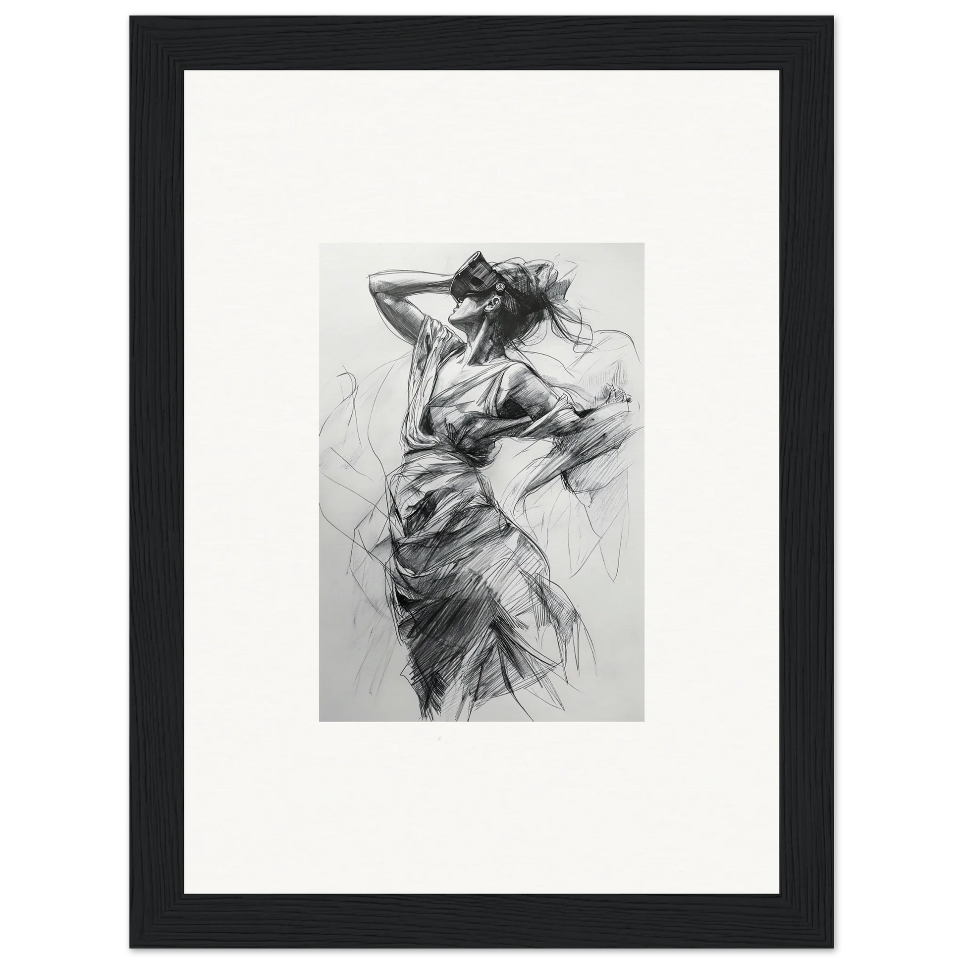 Expressive charcoal sketch of a figure in motion on the Sketch Mirage Matinee wall art