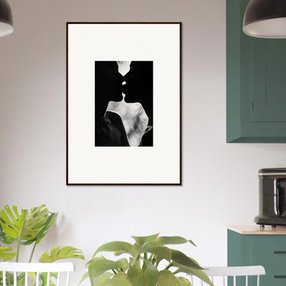 Framed wall art of silhouettes kissing in Shadowy Dawn Nuance special edition art™