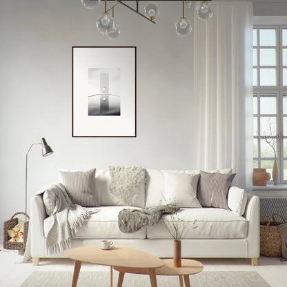 Cozy white sofa with gray and cream pillows, perfect for Dreamer’s Vanishing Silhouette vibes