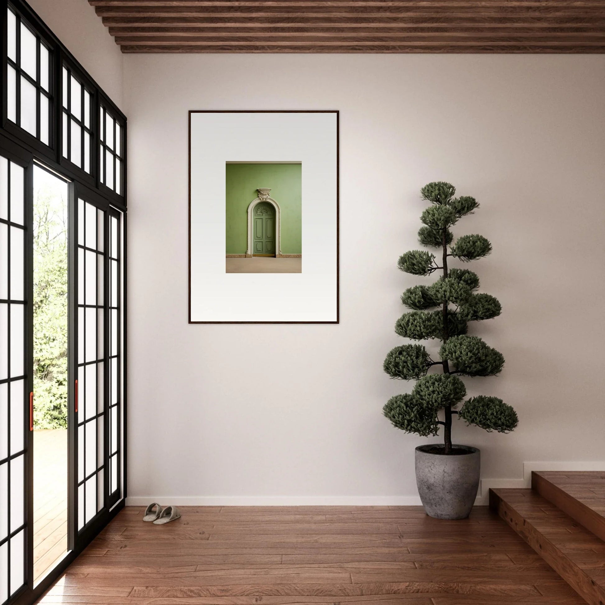 Framed wall art of an arched doorway from Verdant Illusion Sphere special edition art™