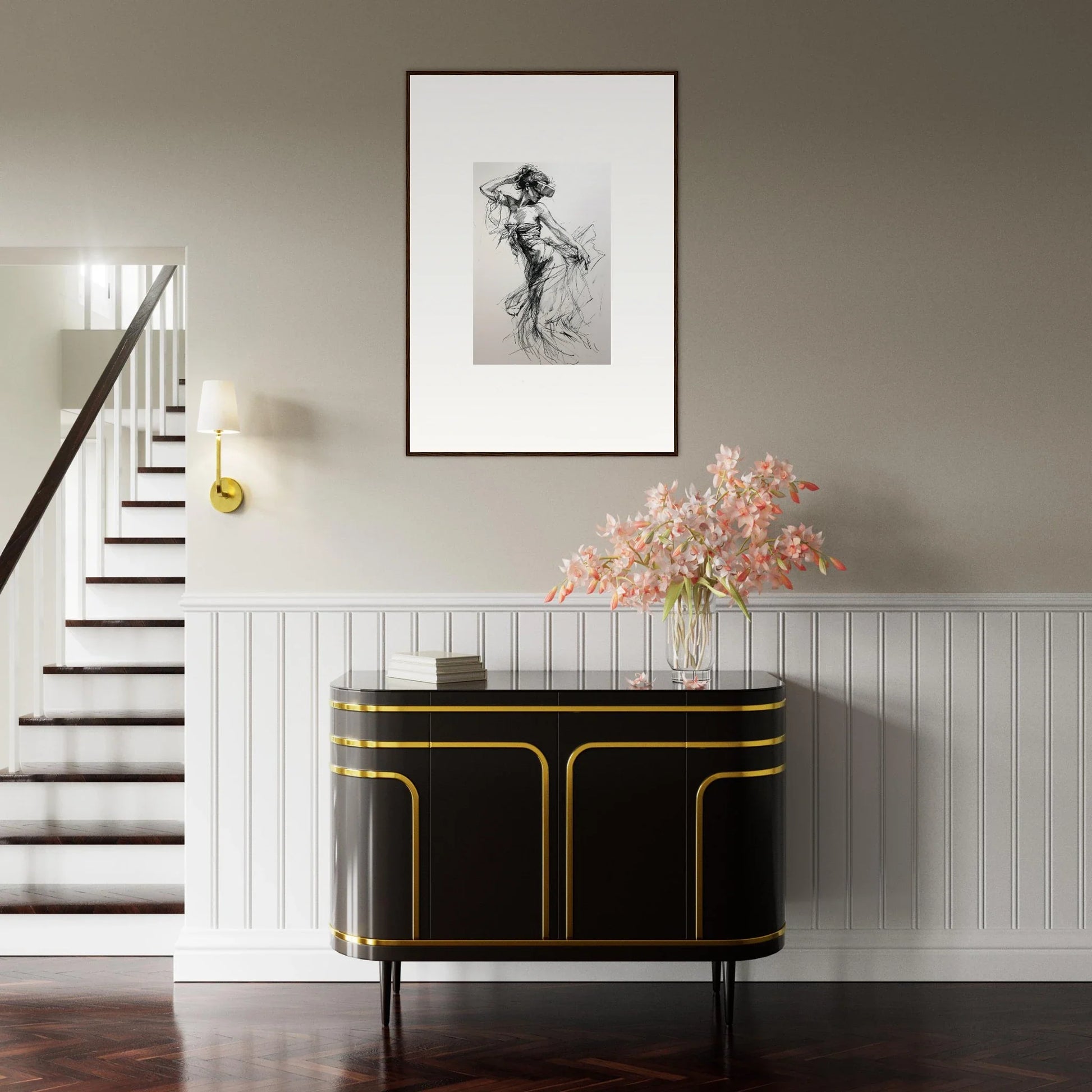 Art Deco black cabinet with gold trim in Virtual Grace Sketch special edition art™