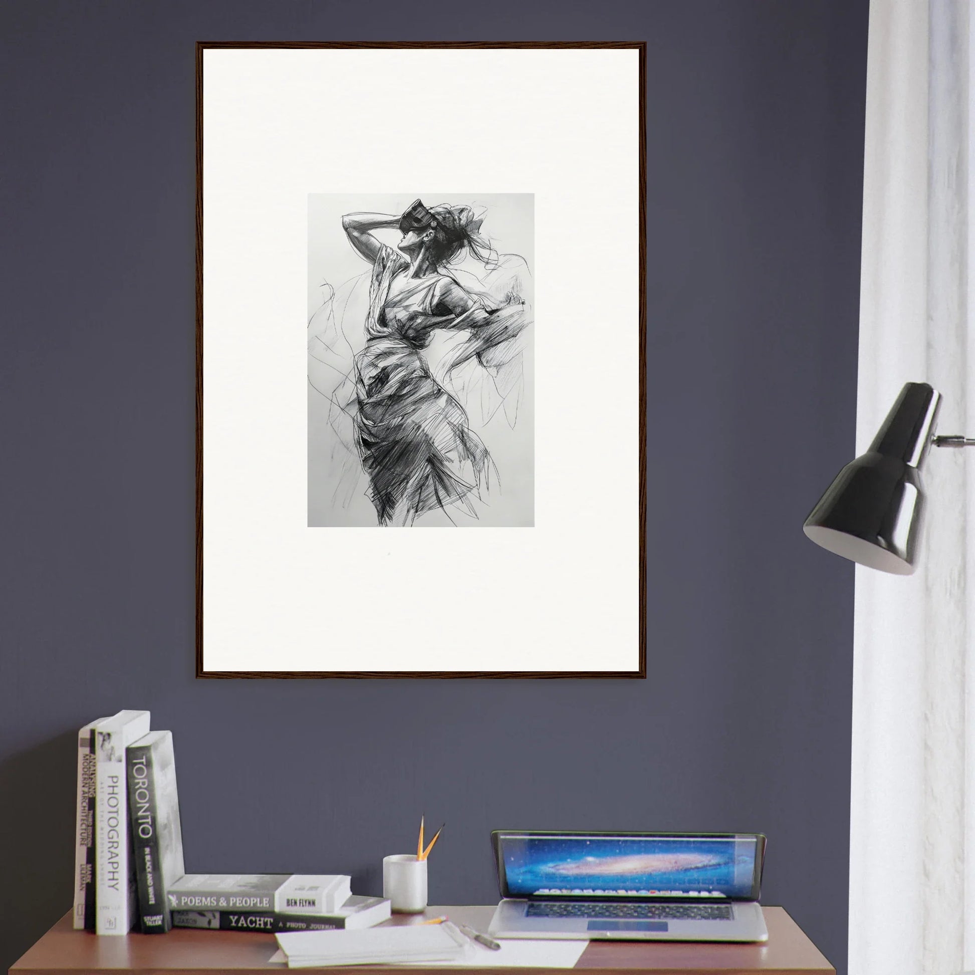 Framed black and white dancer sketch from Sketch Mirage Matinee, a special edition art™ piece