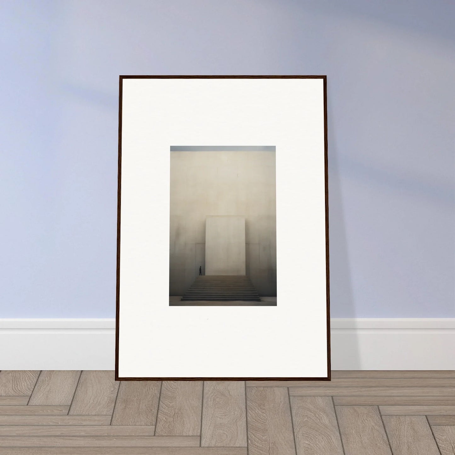 Framed black and white misty architectural photo from the Portal Eventide Abstract collection