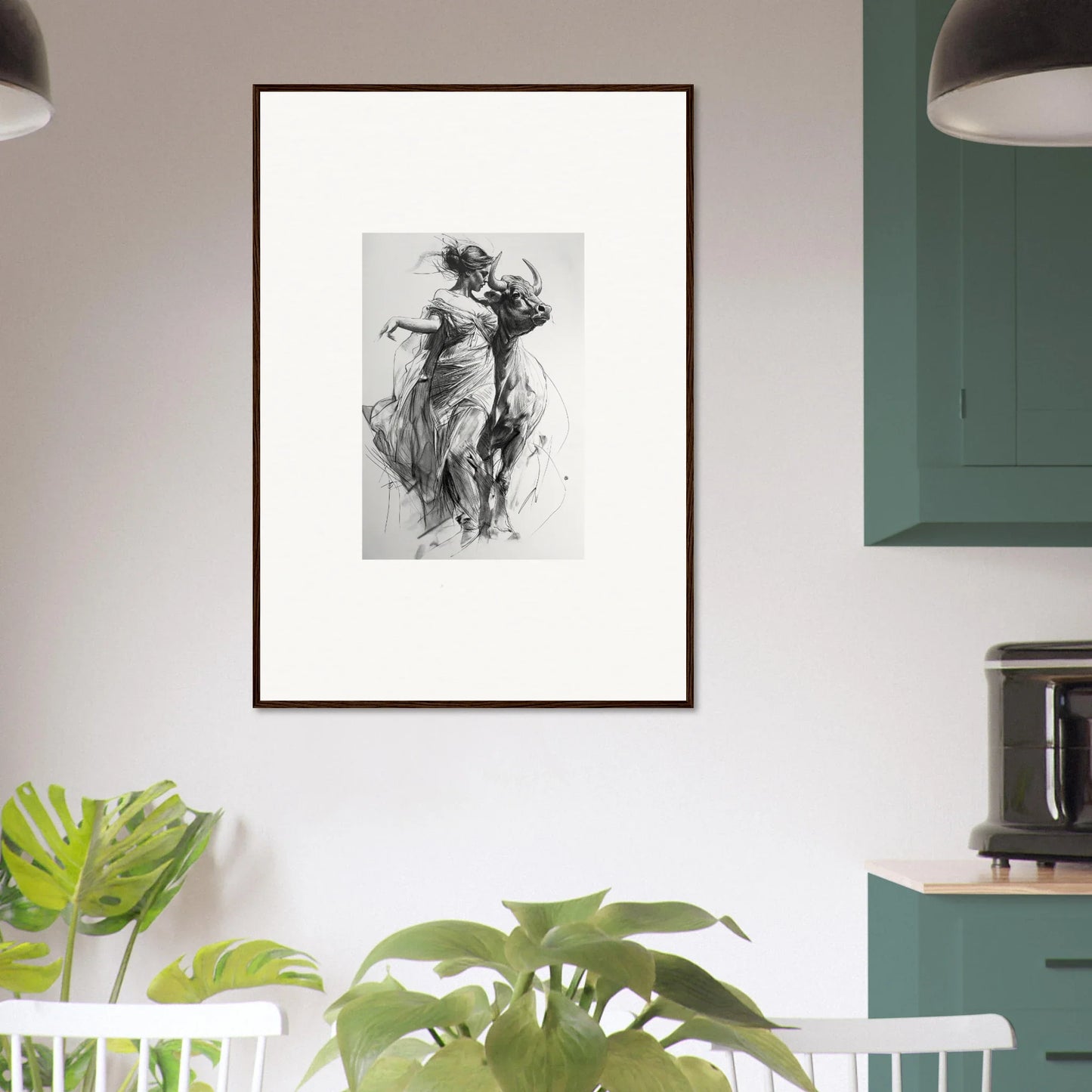 Framed wall art of a flowing figure from Forest Flame Dance special edition art™