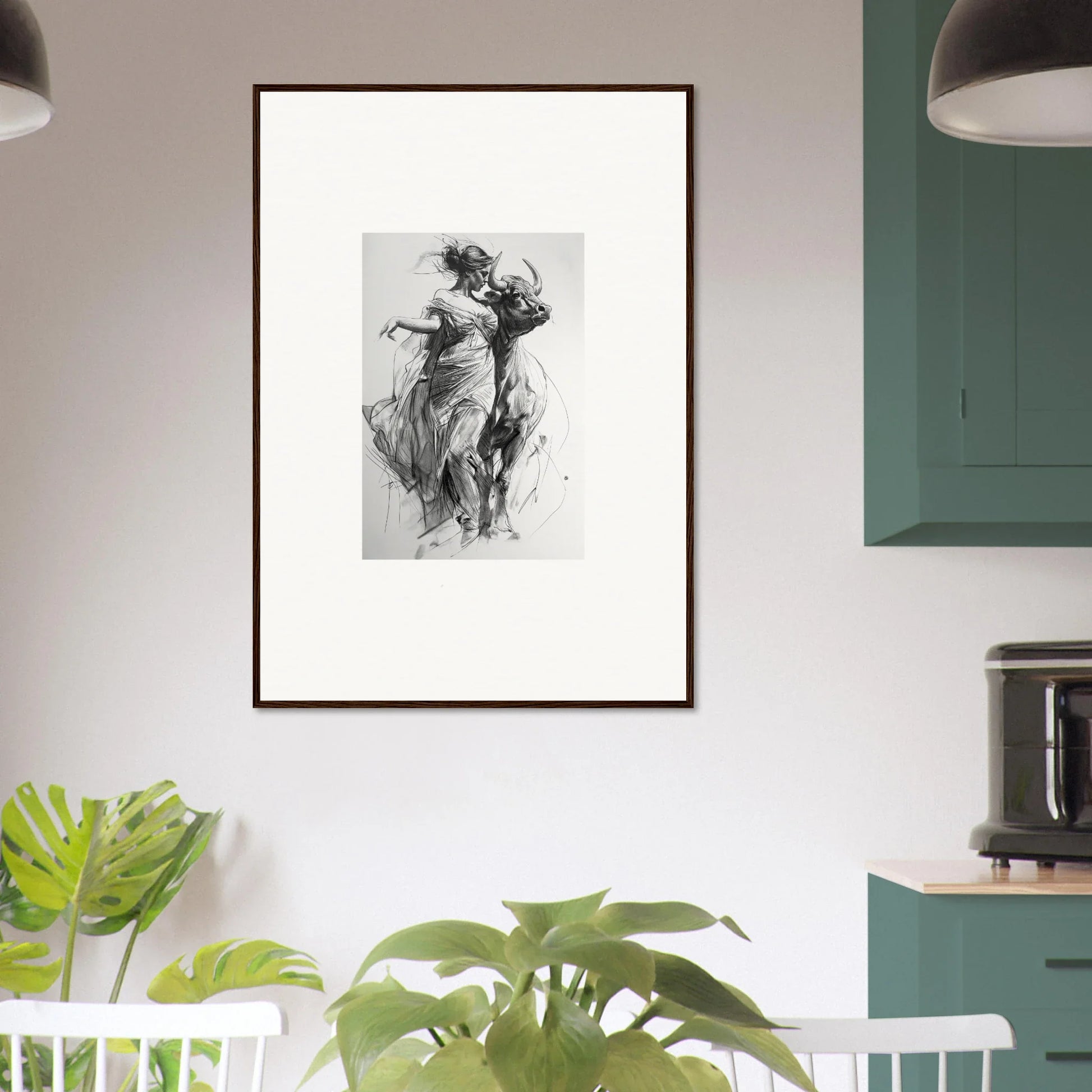 Framed wall art of a flowing figure from Forest Flame Dance special edition art™