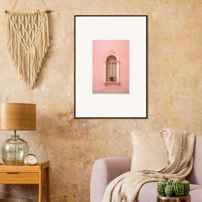 Framed wall art of a lantern on a pink background from Pinky Flora Portal