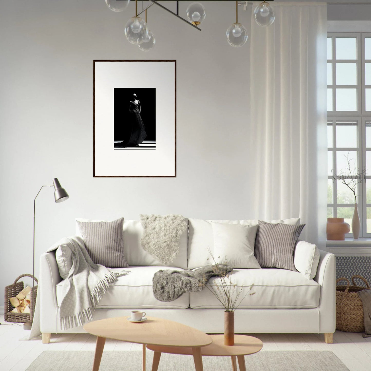 Chic White Sofa with Gray and Cream Pillows from Echoes Velvet Mirage Special Edition Art