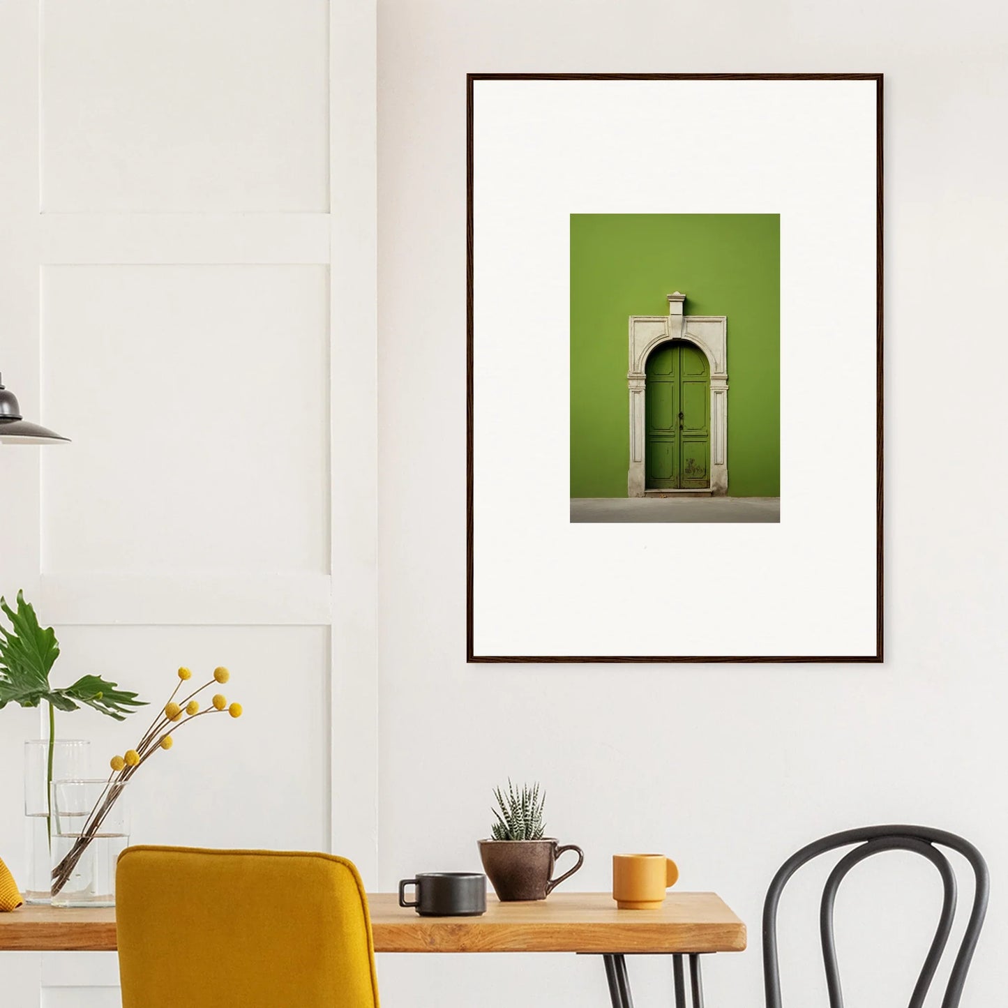 Framed photograph of an arched green door on lime wall from Green Origins special edition art™