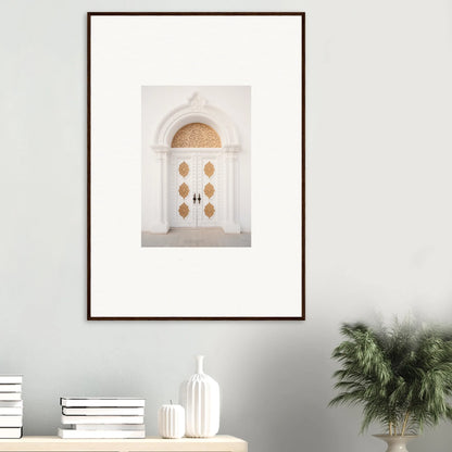 Framed wall art of ornate white door in Gilded Mirage Passage special edition art™