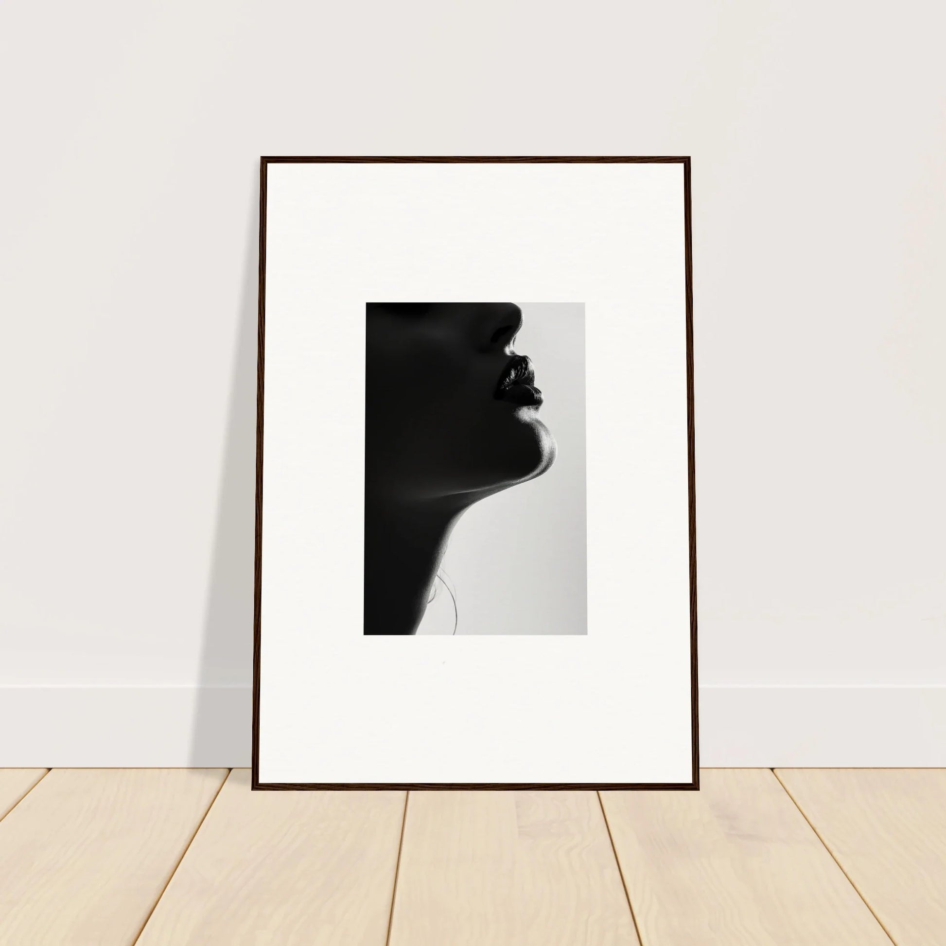 Framed black and white silhouette in Shadowed Whisper Immanence special edition art